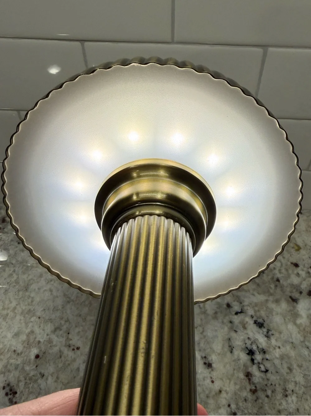 Hearth & Hand 11.5” Fluted Metal Rechargeable Brass Table Lamp - 3 Light Level